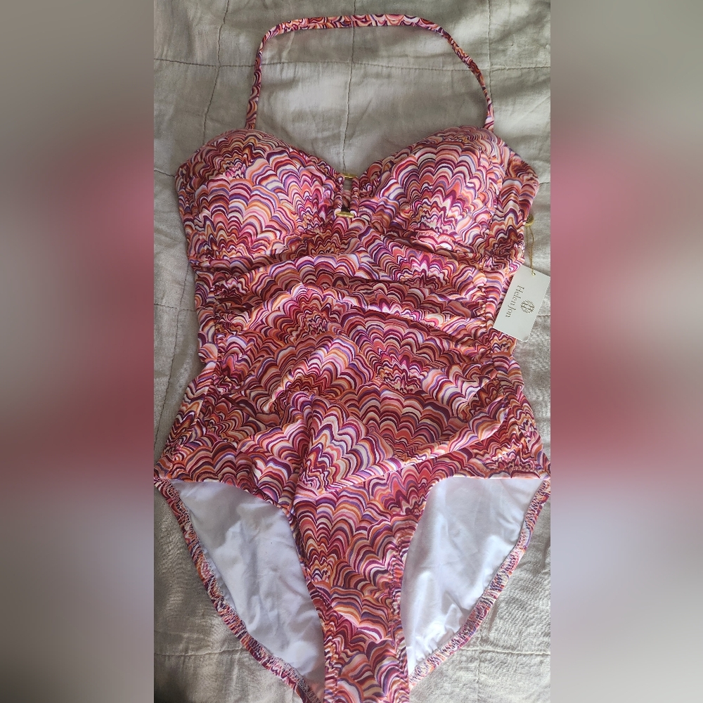 Helen Jon Multicolor Retro Strapless Swimsuit-Medium